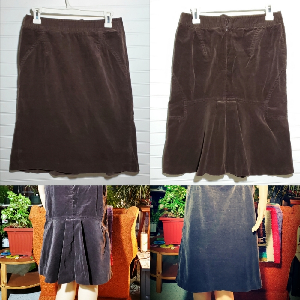 Chelsea & Theodore Brown Corduroy A-Line Skirt Size 2 Fall Cottagecore